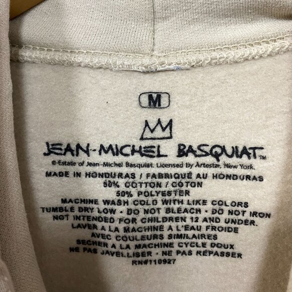 Jean Michel Basquiat Crown King Design Biege Hoodie size Medium - Picture 4 of 4